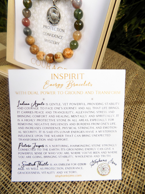 Indian Agate INSPIRIT Energy Bracelet w/ Description