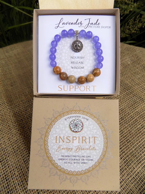 Lavender Jade INSPIRIT Energy Bracelet w/ Box