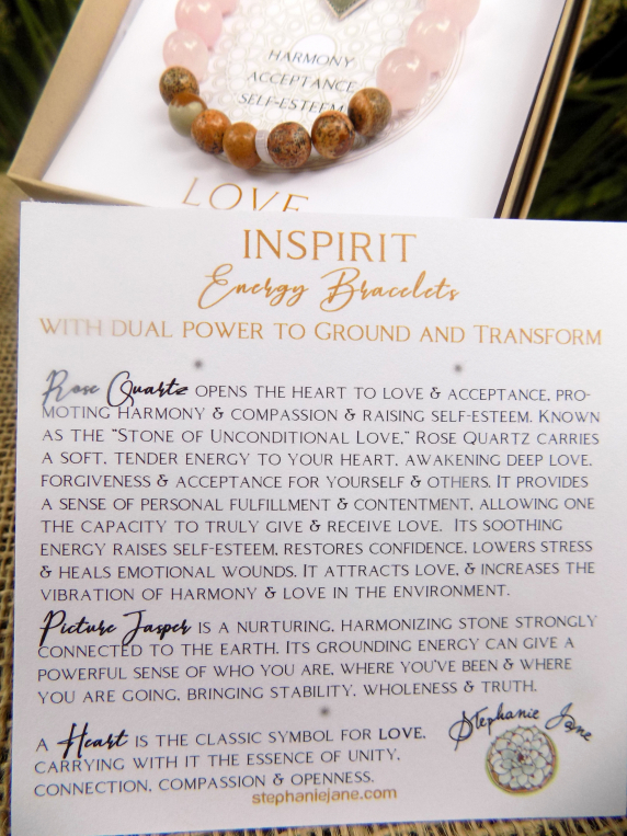 Rose Quartz INSPIRIT Energy Bracelet w/ Description