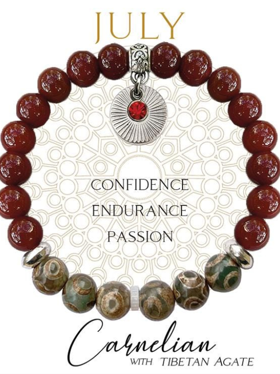 JULY Birthstone Bracelet - Carnelian