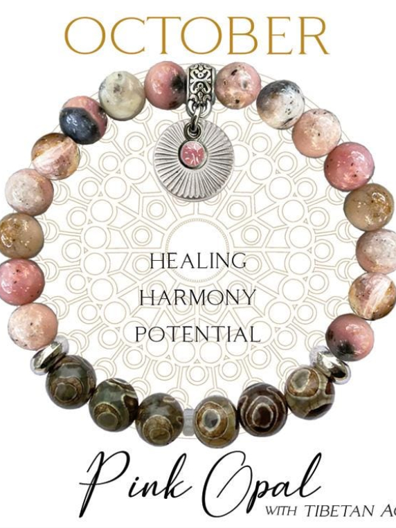 OCTOBER Birthstone Bracelet - Pink Opal