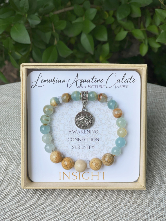Lemurian Aquatine Calcite Inspirit Energy Bracelet - INSIGHT