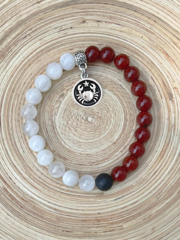 CANCER Zodiac Bracelet - Moonstone/Carnelian