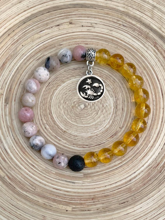 SCORPIO Zodiac Bracelet - Pink Opal/Citrine