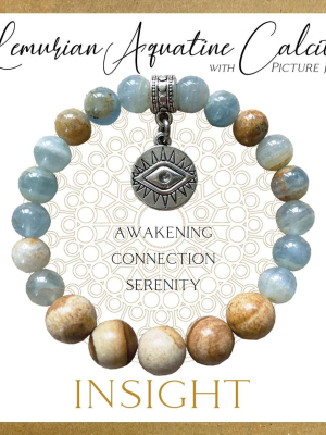 Lemurian Aquatine Calcite Inspirit Energy Bracelet - INSIGHT