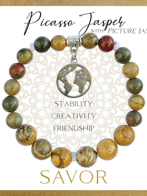 Picasso Jasper Inspirit Energy Bracelet - SAVOR Picasso Jasper Inspirit Energy Bracelet - SAVOR