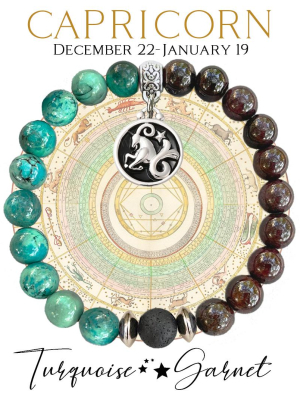 CAPRICORN Zodiac Bracelet - Turquoise/Garnet