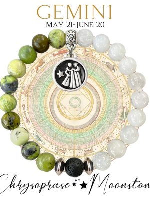 GEMINI Zodiac Bracelet - Chrysoprase/Moonstone