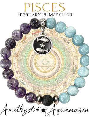 PISCES Zodiac Bracelet - Amethyst/Aquamarine